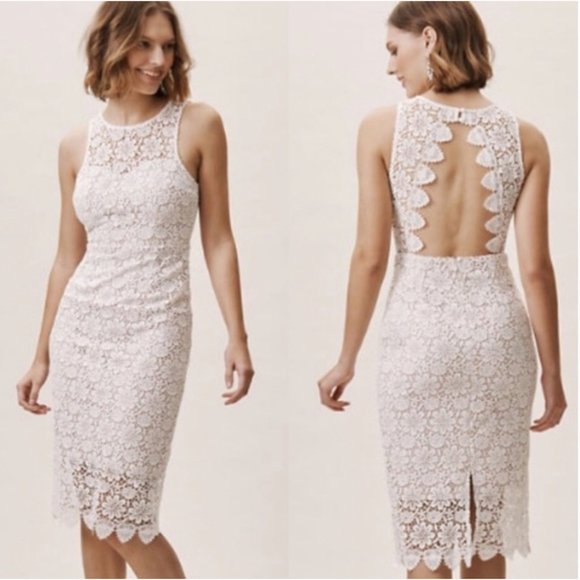 BHLDN Dresses & Skirts - Anthropologie BHLDN Belden White Lace Scalloped Open Back Dress XL
